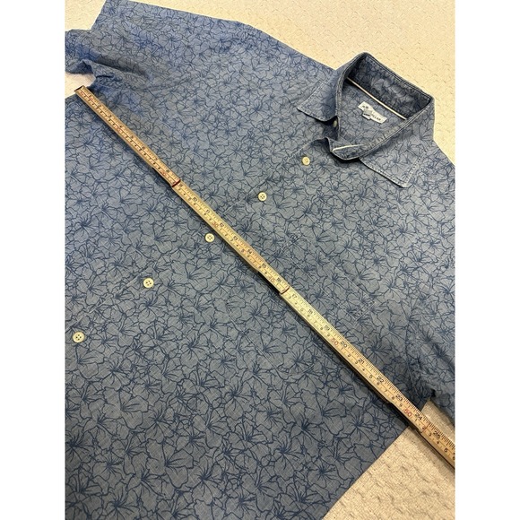 Peter Millar Crown Crafted Shirt Mens L Short Sleeve Blue Floral Button Up EUC - Picture 5 of 12